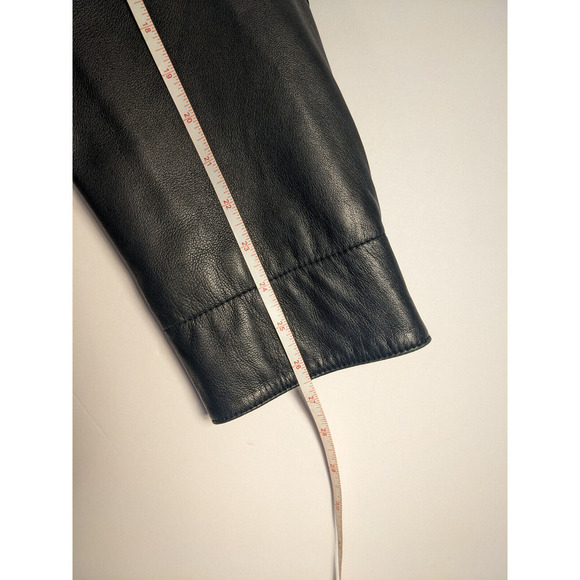 Andrew Marc Leather Coat Black Size XL Jacket Brown Contrasting Collar Pockets - Picture 8 of 9